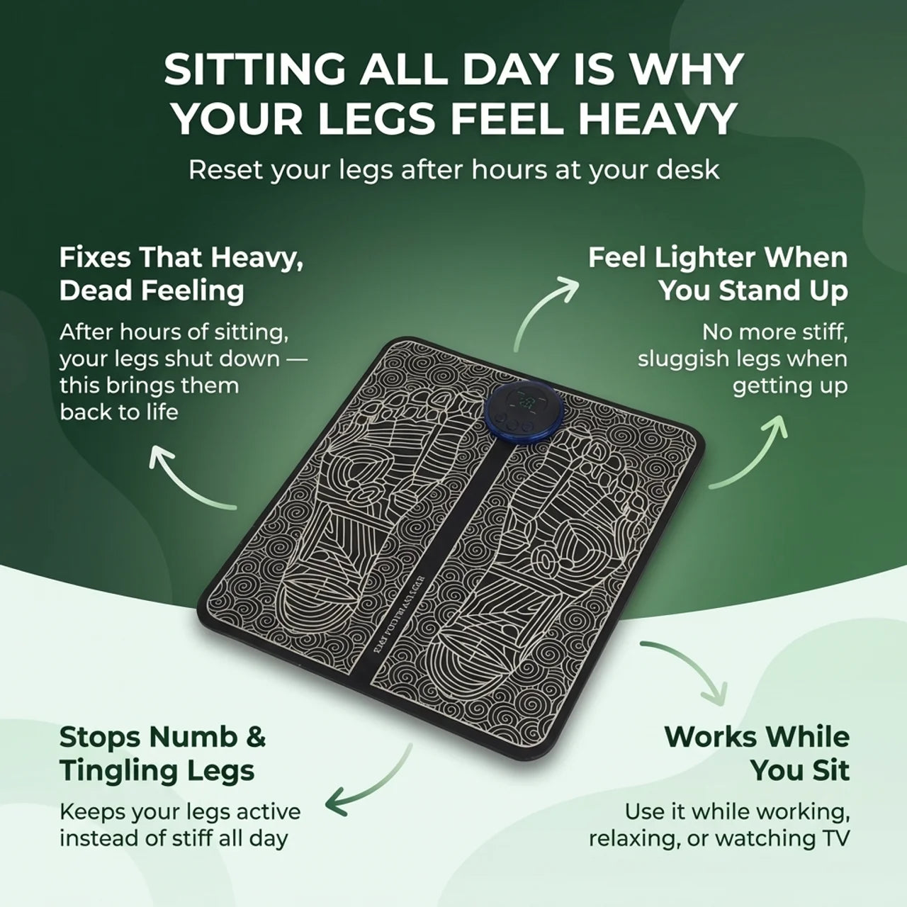 Evoraq EMS Foot Plate – Relieve Heavy, Tired Legs at Home