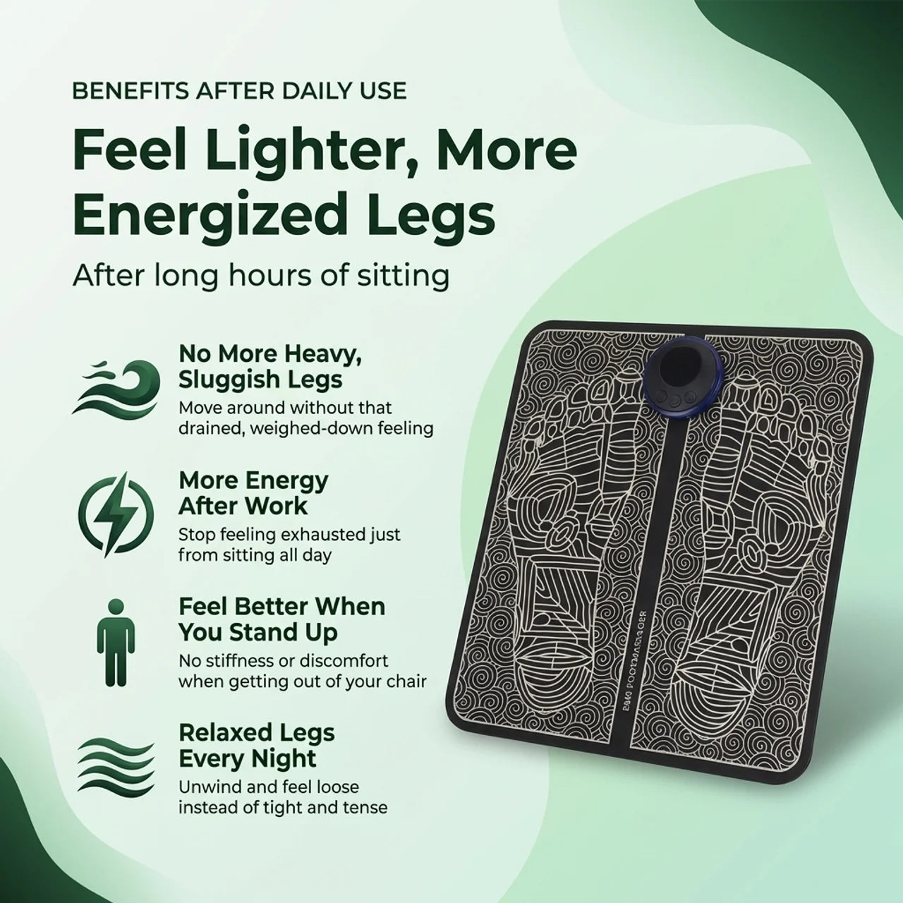 Evoraq EMS Foot Plate – Relieve Heavy, Tired Legs at Home